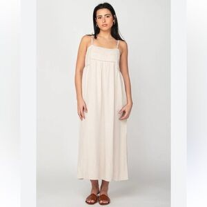 Dex Linen/Rayon Embroidered Sun Dress in Wheat Colour(NWT)